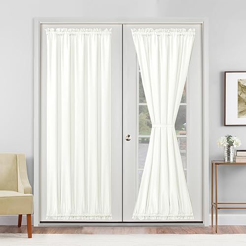 Miniatura 265 de Hiasan Cortinas para ventana de puerta delantera, bolsillo para barra, cortina de privacidad semitransparente para puerta francesa, 1 panel