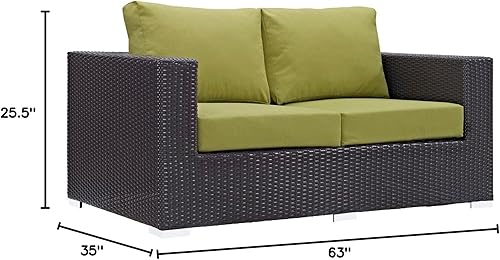 Vista 21 de Modway EEI-1911-EXP-ORA Convene - Muebles otomanos cuadrados de tela para patio, muebles de exterior, color naranja espresso Espresso Naranja