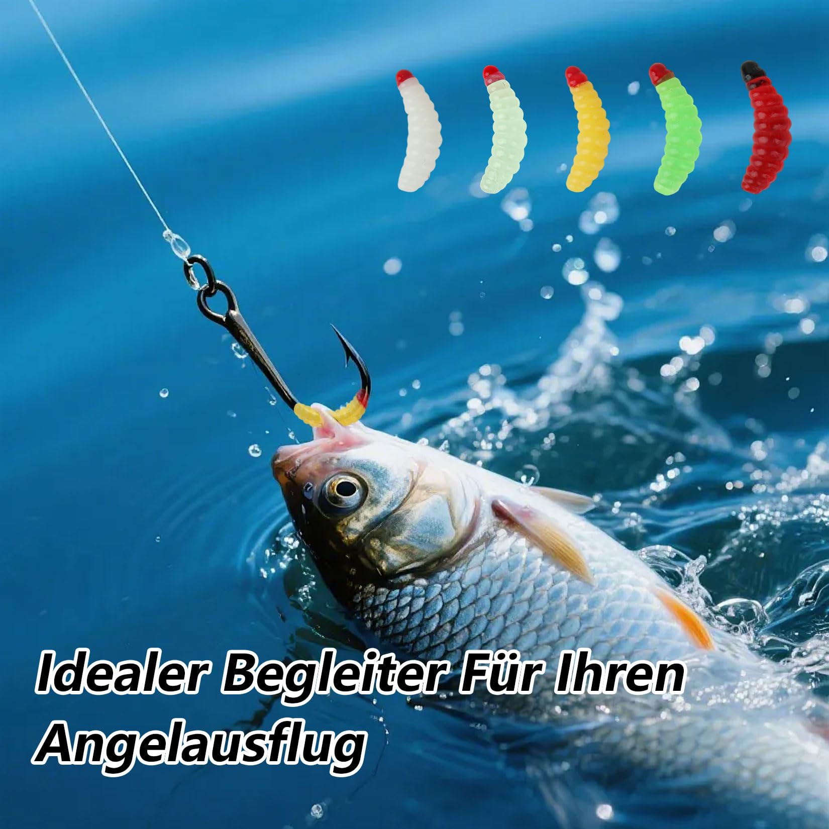 100 Pcs Kit de Señuelos de Pesca Suaves, Señuelos de PVC para Trucha, Perca y Lucioperca, Señuelo de Gusano de Blando para Cabezas Plomadas Estándar, Pesca de Lucio, Accesorios para Pescadores — view 6