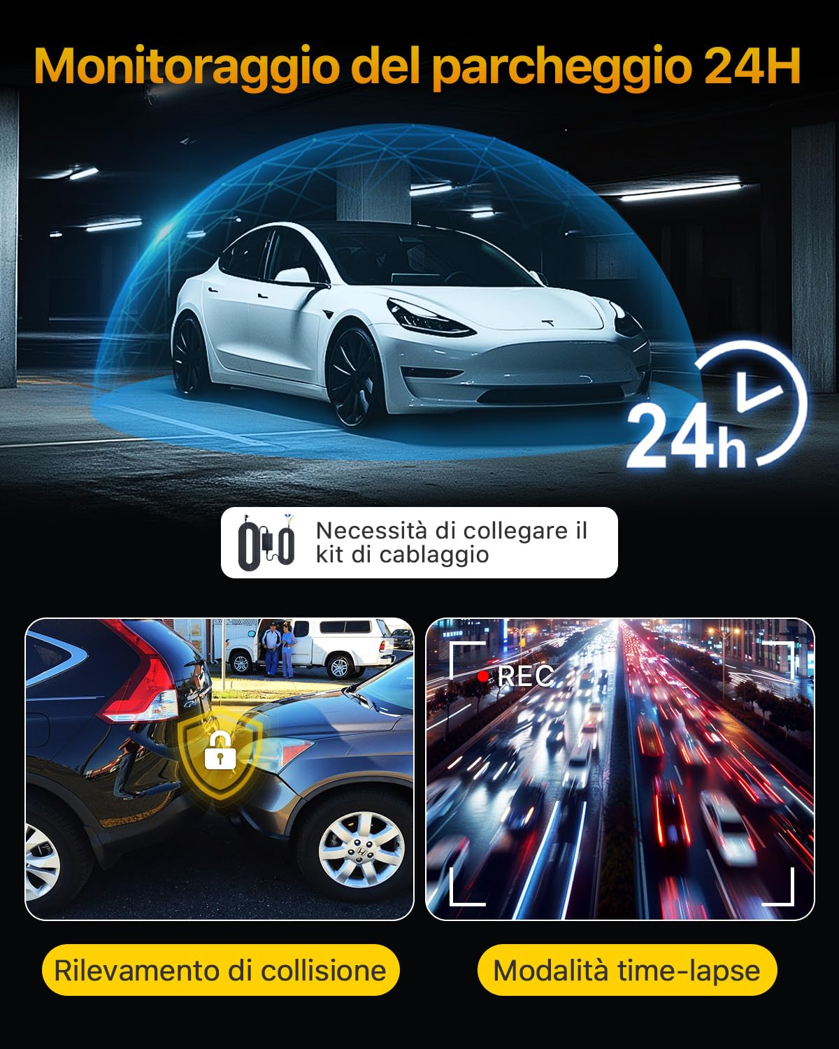 4K Dash Cam Auto, 5G WiFi Telecamera per Auto con SD 64G, Schermo IPS da 1.47', GPS, Super Visione Notturna, G-Sensor, Registrazione in Loop, WDR, 360° Rotabile,Max 512 GB
