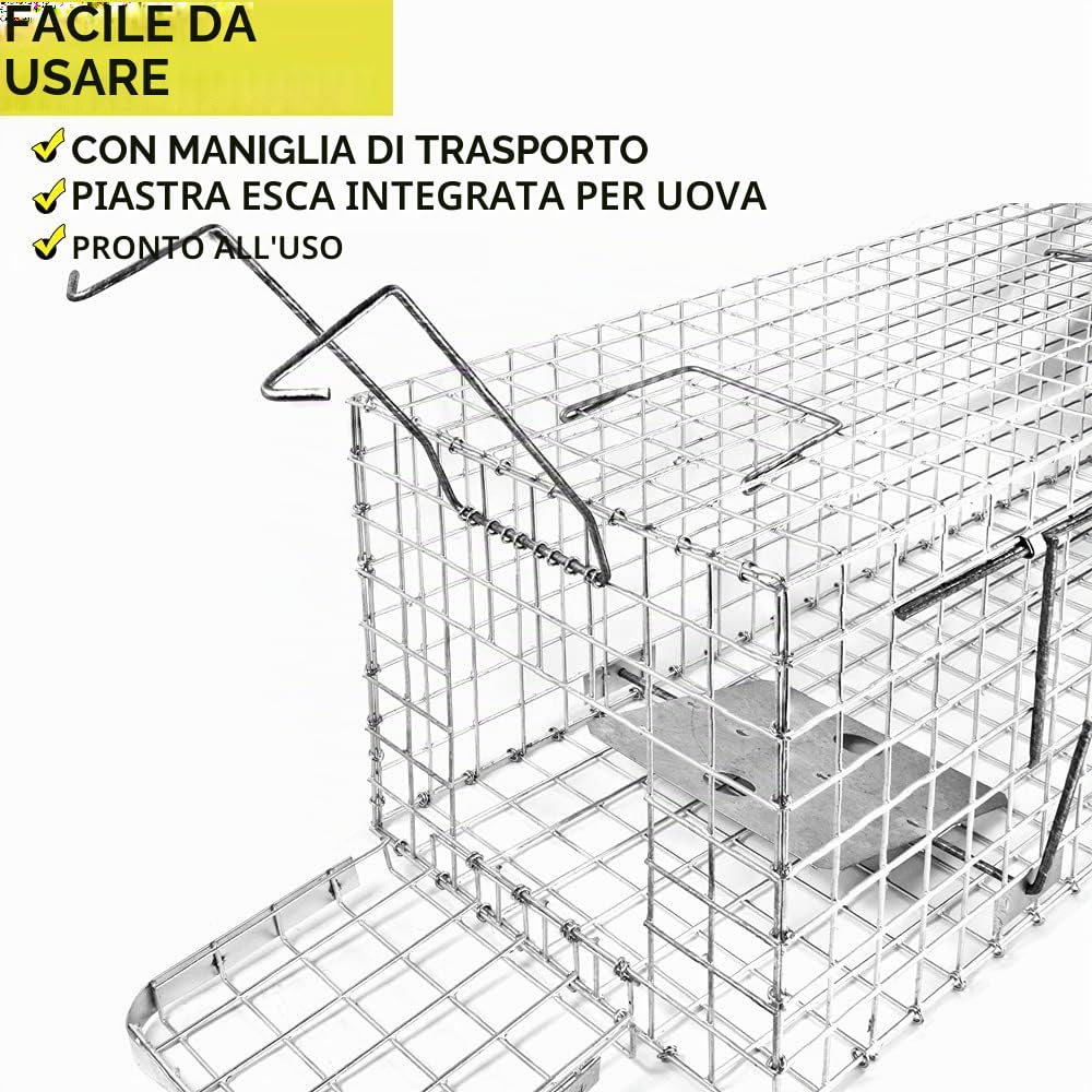 Petigi Gabbia Trappola per Animali Talpa Ratto Mouse Topo Nutria 80 x 34 x 34 cm