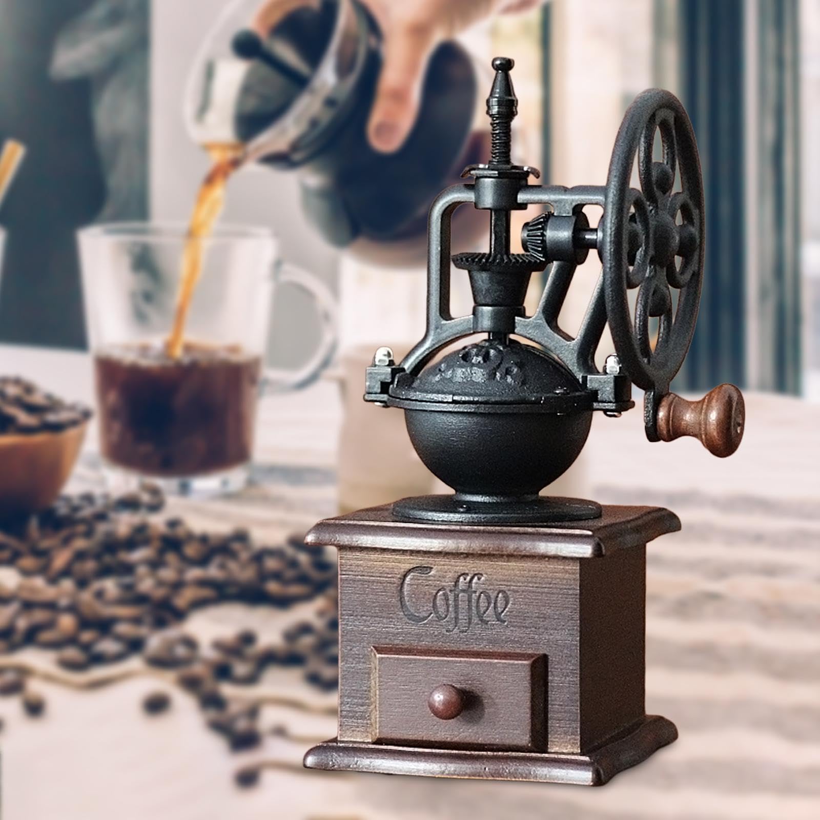 MERIGLARE Klassische Kaffeezubehör Handkaffeemühle Getreidemühle für Büro, Kaffeeschild