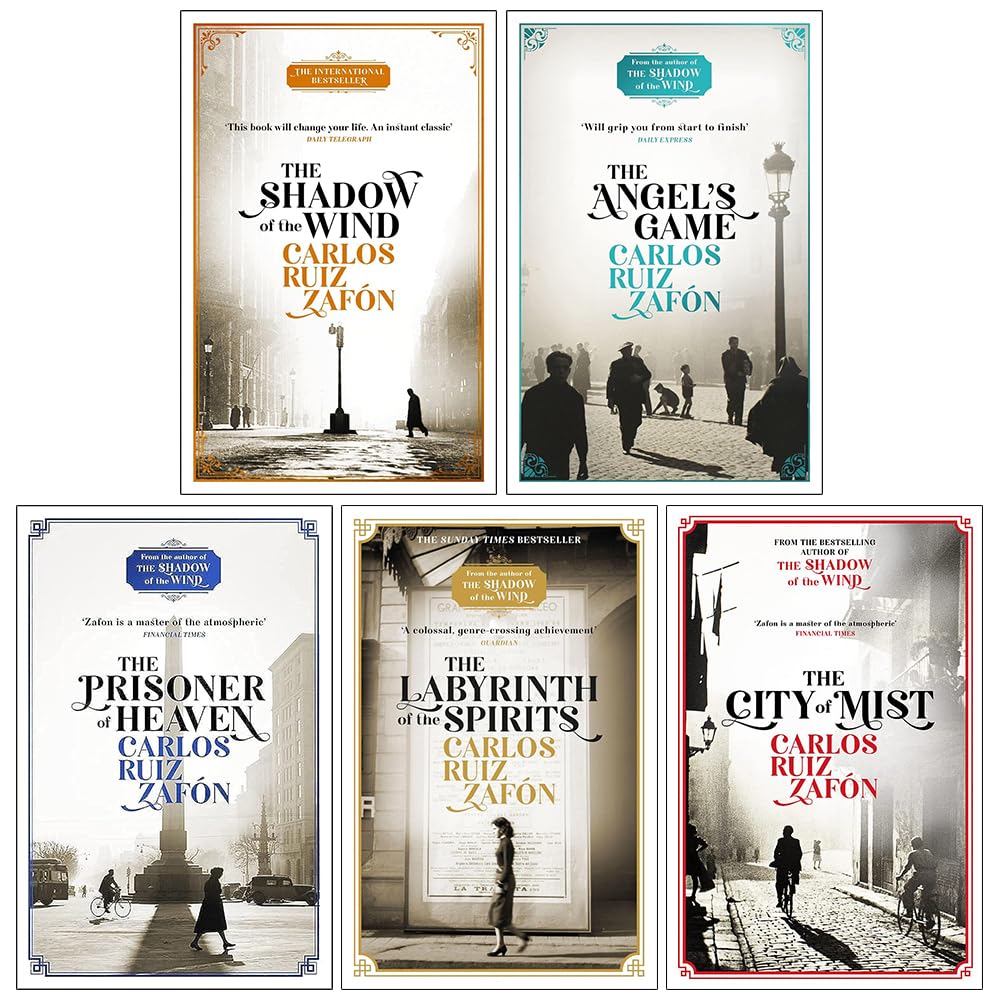 The Cemetery of Forgotten Series Books 1 - 5 Collection Set by Carlos Ruiz Zafon (Shadow of the Wind, Angel's Game, Prisoner of Heaven, Labyrinth of the Spirits & The City of Mist)