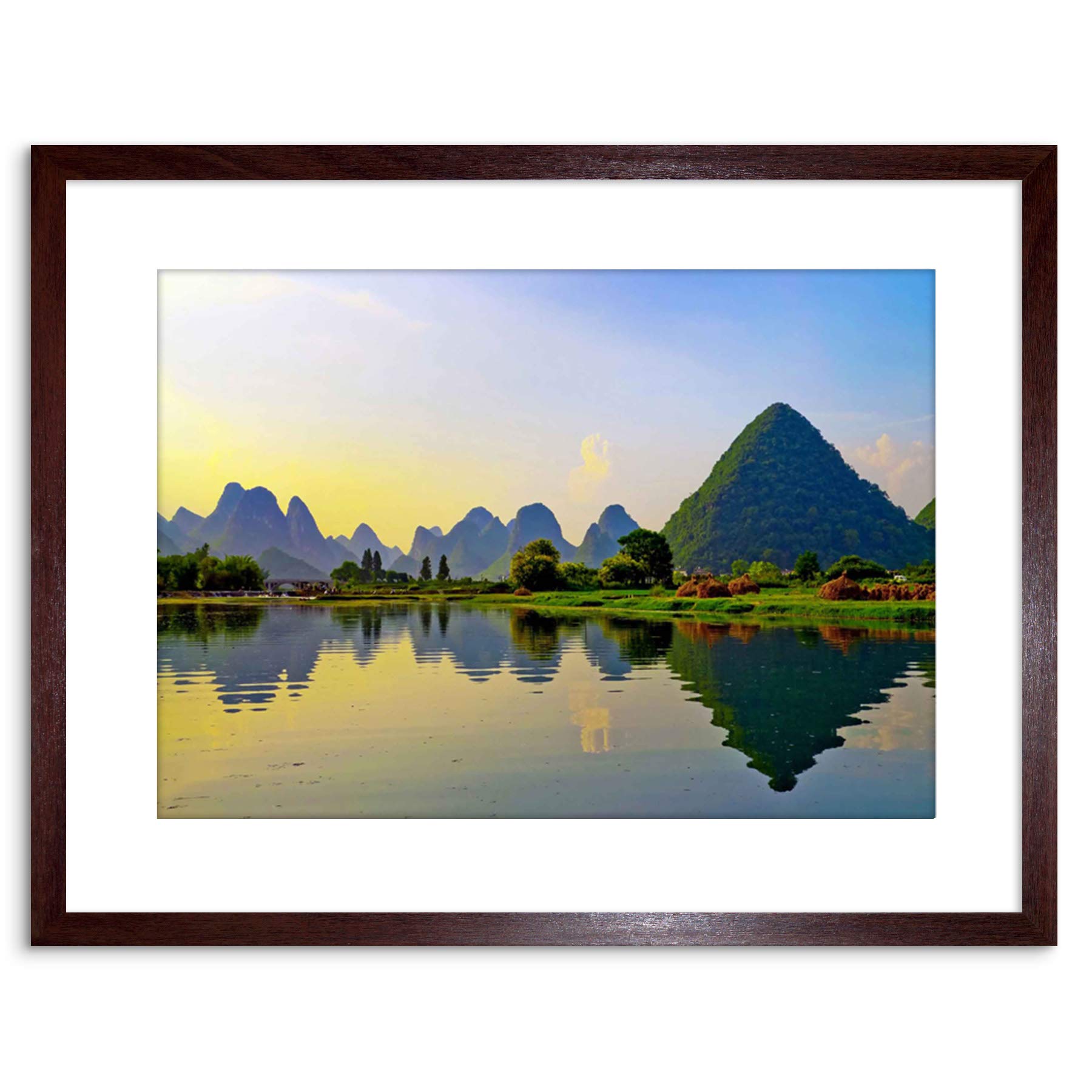 Wee Blue Coo PHOTO LANDSCAPE CHINA LI RIVER YANGSHUO MOUNTAINS FRAMED PRINT F97X5296