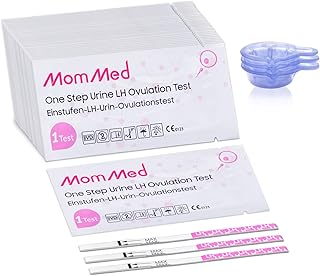 MomMed Ovulation Test Strips, 50 LH Ovulation Predictor Kit with 50 Collection Cups, Accurately Track Ovulation Test, High Sensitivity Result for Women Home Testing