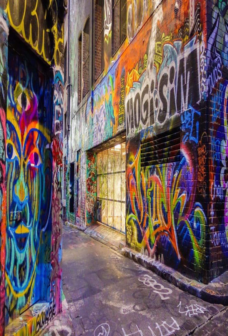 AOFOTO 4x6ft Street Graffiti Wall Photography Background Colorful City Alley Backdrop Club Party Decoration Urban Art Punk Music Rock Concert Hip Hop