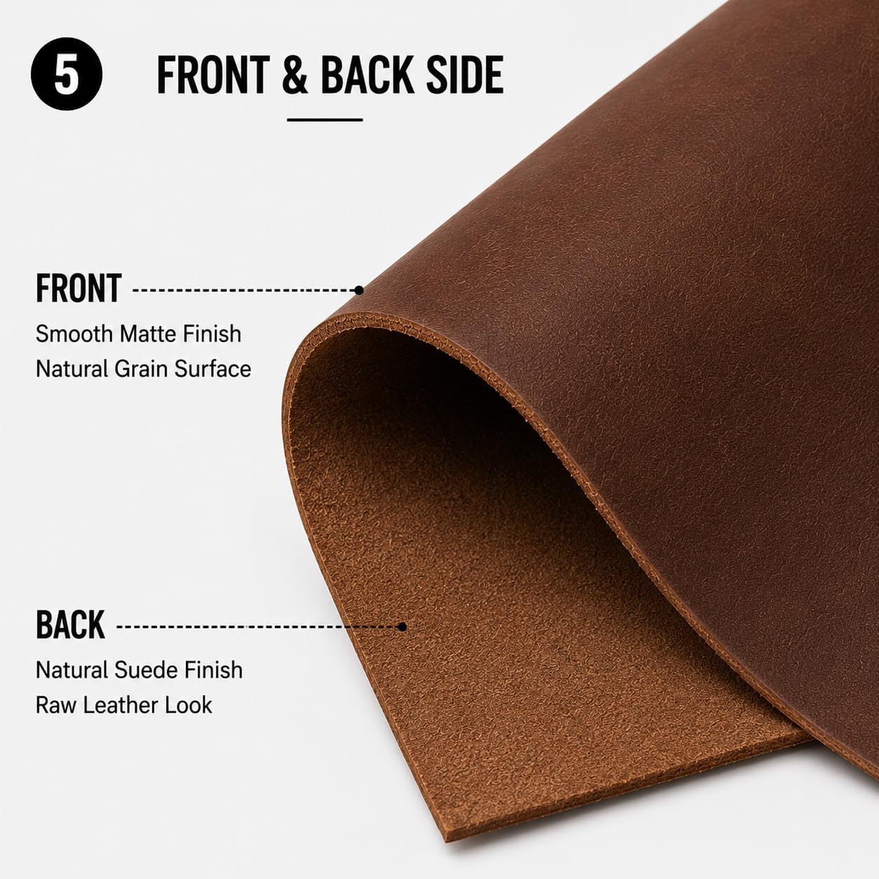 Mosor Burnished Top Grain Leather for Leather Crafts 1.3mm to 1.5mm Thick Leather Compatible for Making Wallets Belts Bags and Artisan Projects (Dark Brown) (12x12 Inch) 3