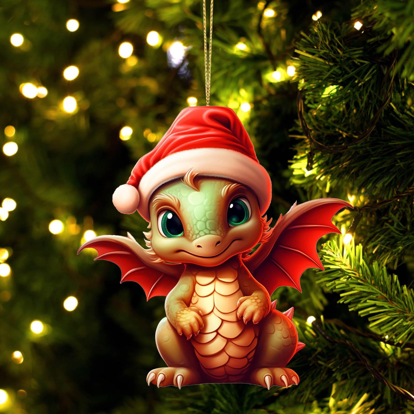 6 Décorations Sapin De Noël En Acrylique Forme Dragon - Pendentifs 2D 10x11 Cm Pour Maison, Bureau, Jardin