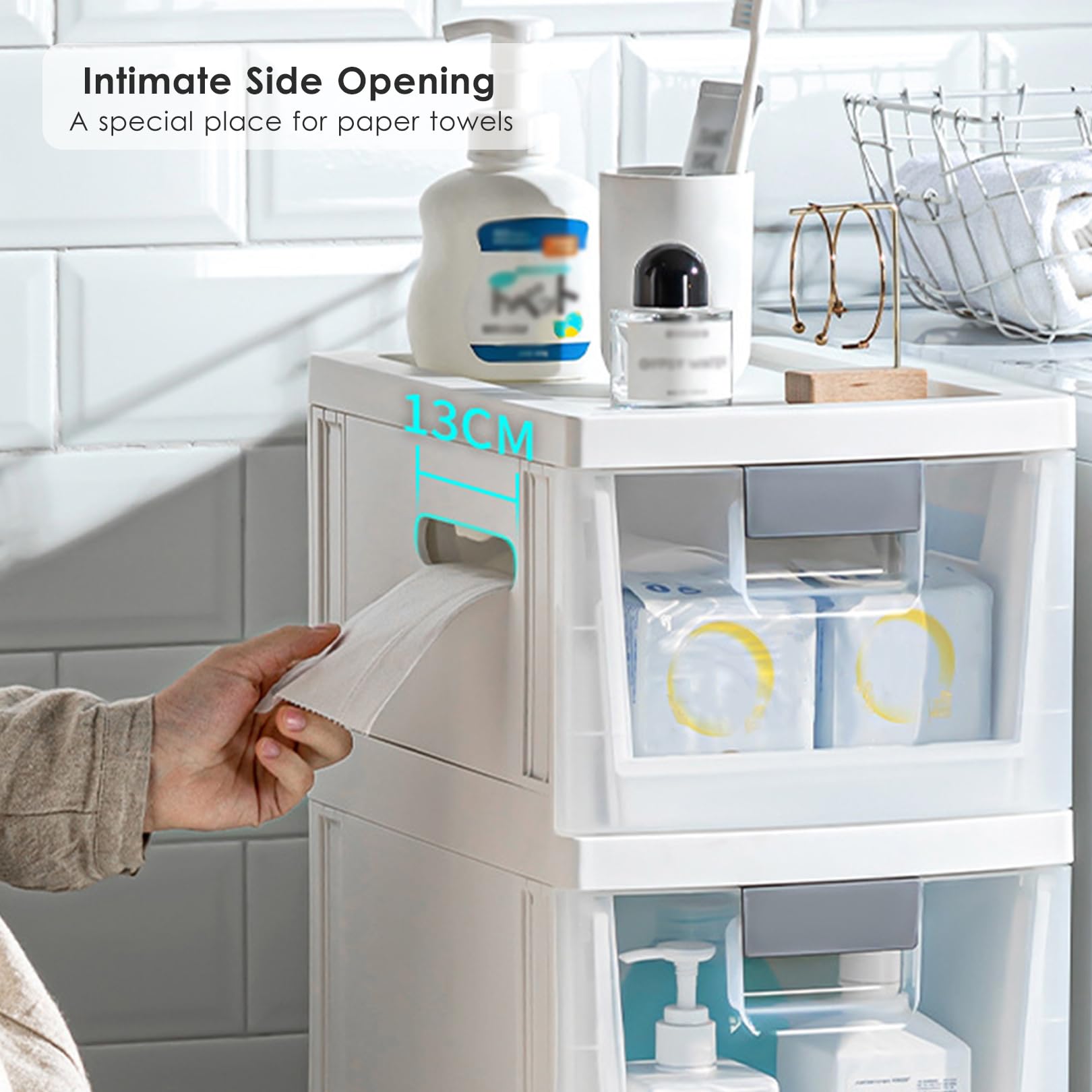 Cajones de almacenamiento apilables, gabinete de almacenamiento pequeño para baño para espacios reducidos, gabinete de almacenamiento sobre El inodoro para baño Delgado,