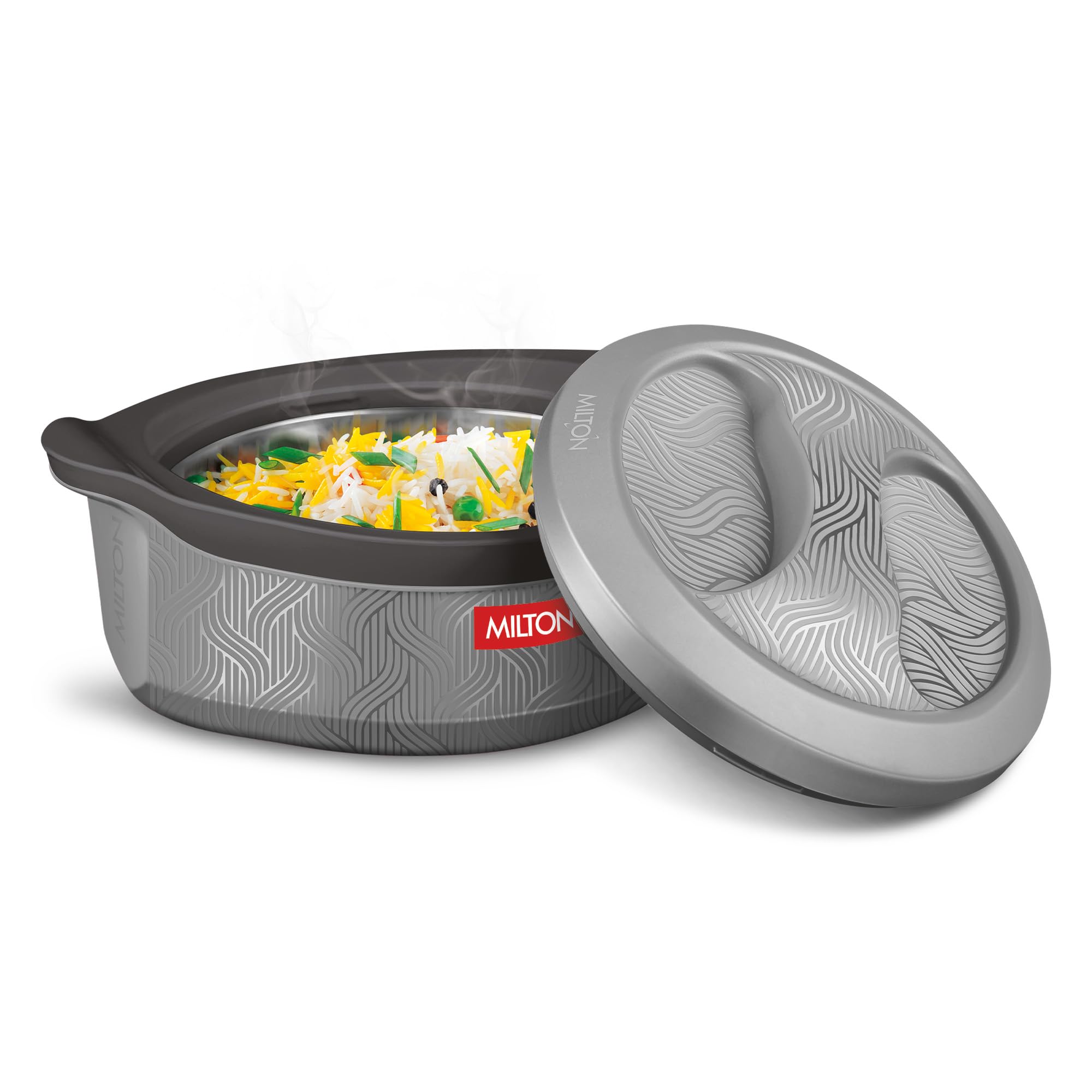 MILTON Evoke 1000 PU Insulated Inner Stainless Steel Casserole, 850 ml, Grey, BPA Free, Food Grade, Hot and Cold, Easy to Carry, Easy to Store, Chapati, Roti, Curd Maker