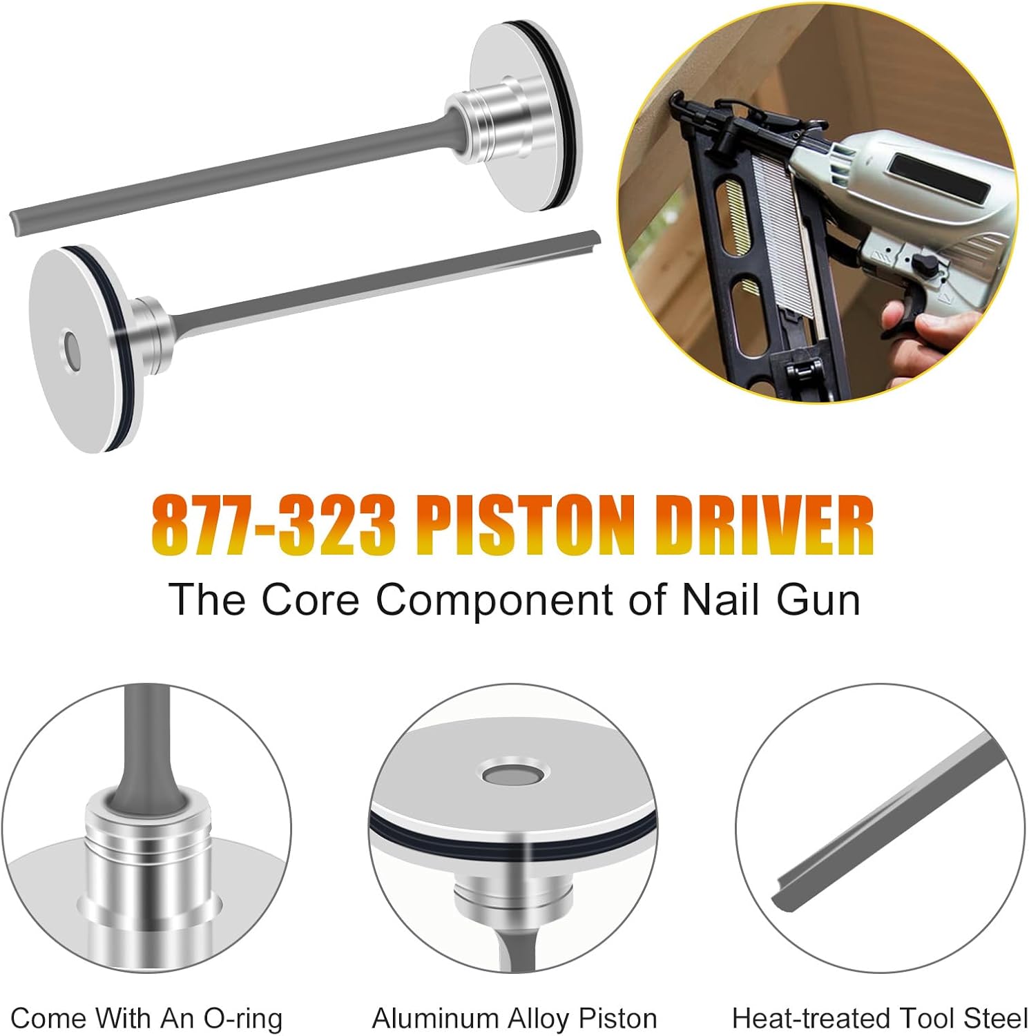 877-323 Aftermarket Piston Driver for Hitachi NR83A + A2 - Replacement SP 885-915 (5Pack)