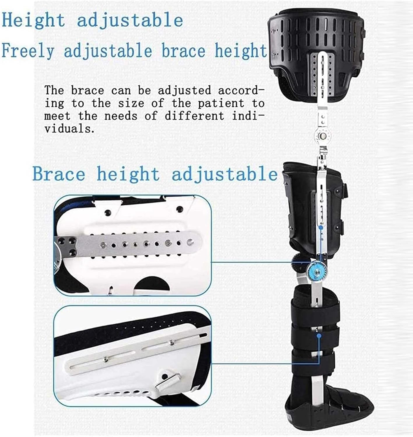 Foot Fixation Orthosis Reusable， Hinged Hip Knee Ankle Foot Brace Support for Thigh Leg Fracture Foot and Orthotics of Lower Limbs Knee Ankle，L/Large