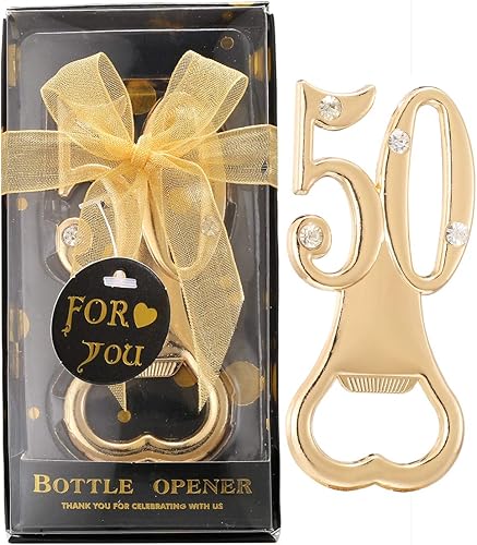 Juego de 24 abridores creativos de botellas para regalos de fiesta de cumpleaños 50 o aniversario de boda, regalos de fiesta de 50 cumpleaños con