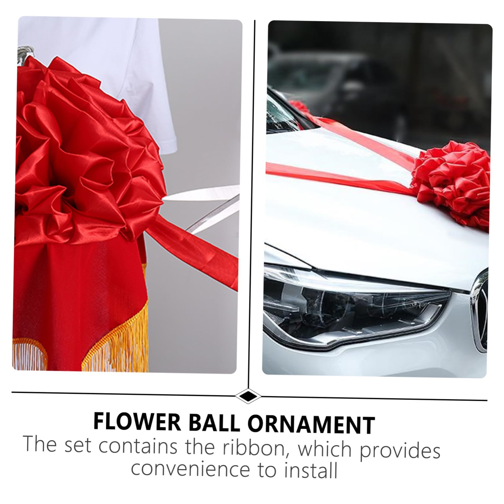 PRETYZOOM 2 STK Hochzeit Auto Dekoration Blumenstrauß Deko-Requisite Für Hochzeitsautos Blumenkugel Für Alles Zum Geburtstag Auto Bogen Blumenball-Requisite Ornament Rot Seidenmaterial