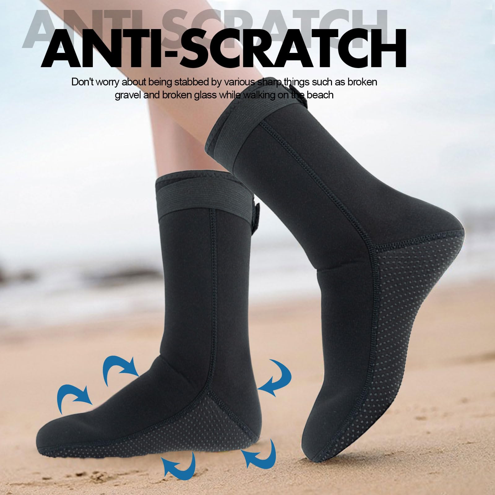 Neoprene Socks Women Men Kids Youth,3mm Anti-Slip Diving Sock for Beach Volleyball Sand Soccer