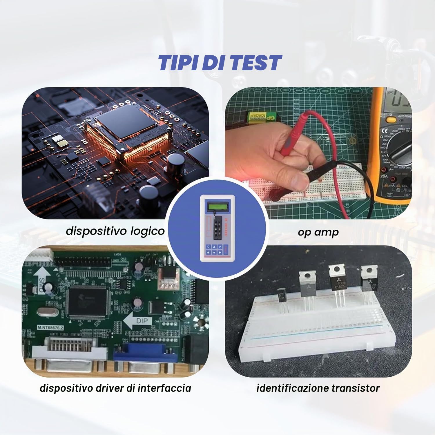 TSH -06F Integrated Circuit Tester - Tester IC Multifunzione con 1300+ Modelli CHIP, Identificazione del Transistor Automatico, modalità 5v/3.3V/auto, Design Portatile (Con
