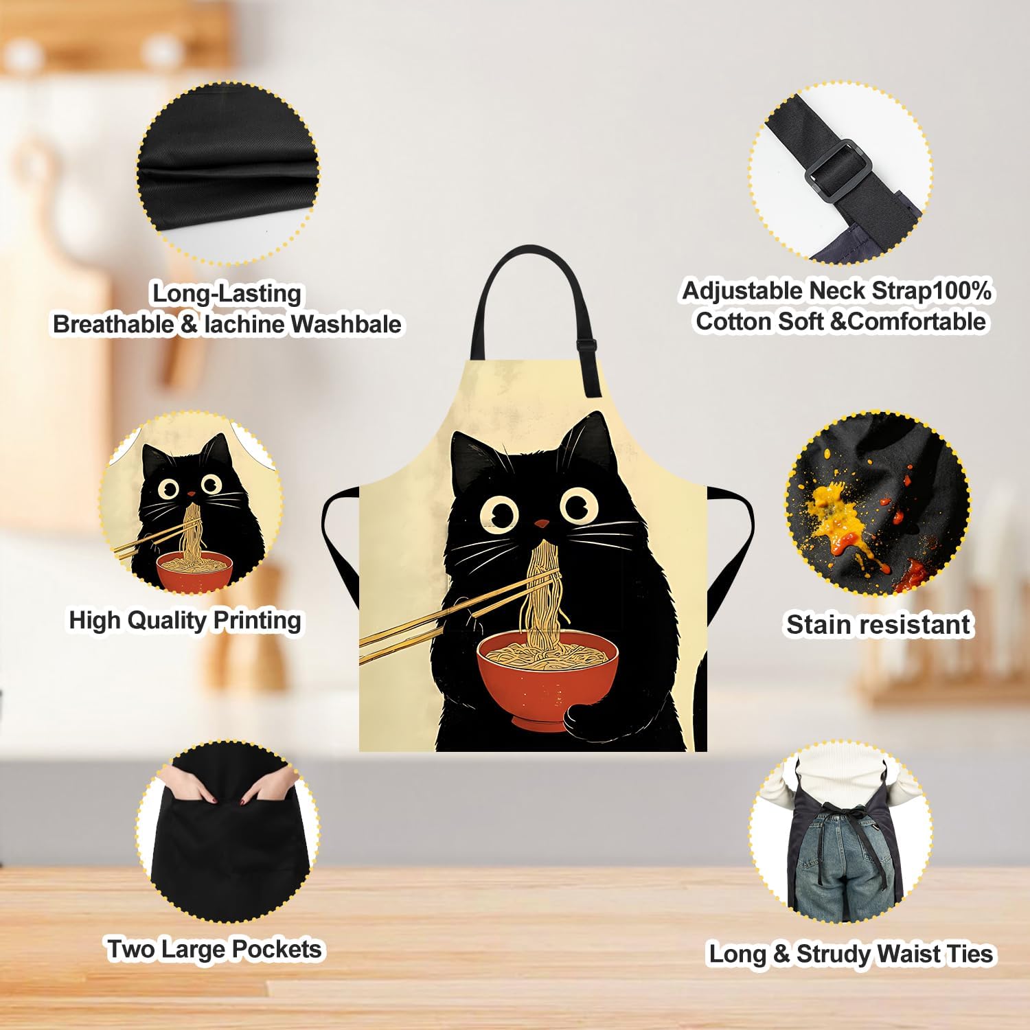 Apron Home Kitchen Cooking Baking Gardening for Women Men with Pockets 32x28 inch
