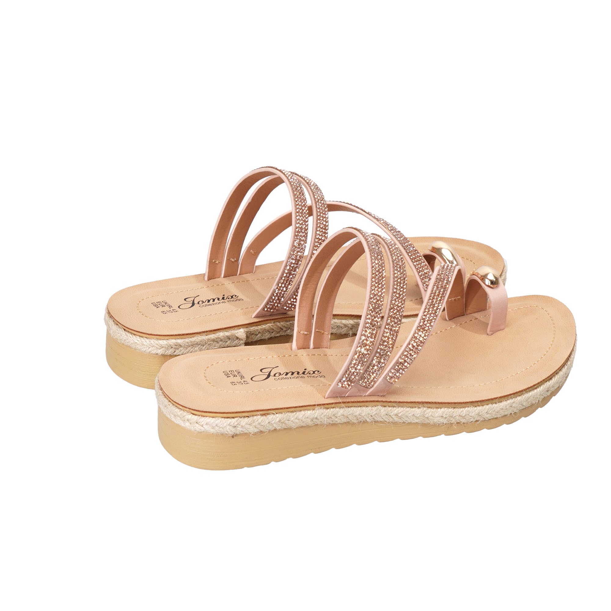 JOMIX Sandali Donna Estivi Aperti con Punta Divisa Zeppa e Strass Comode Scarpe Aperte Leggere e Traspiranti Ciabatte Eleganti alla Moda per Spiaggia Mare e Vacanza