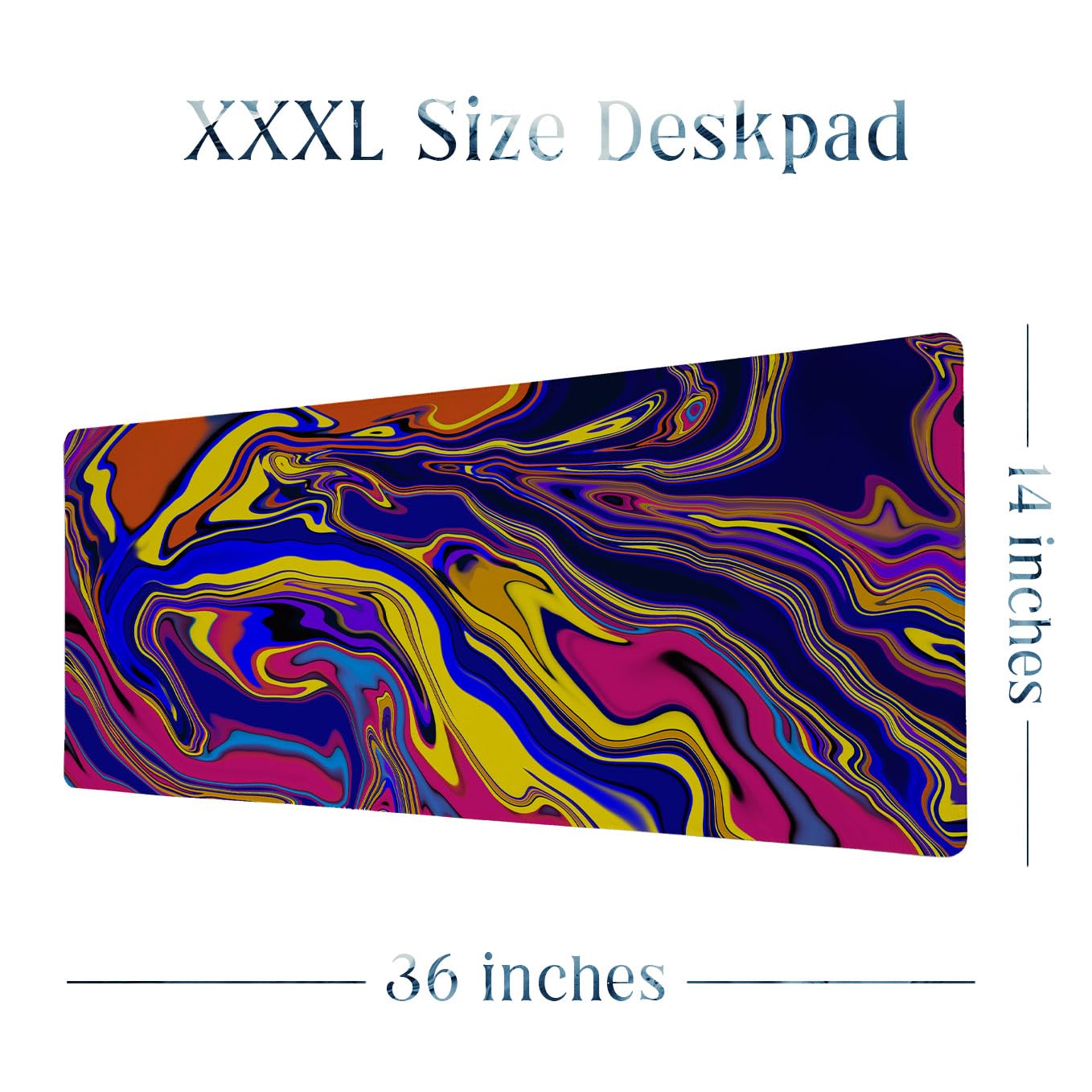 SoulAbiti Electric Color Impact Extended Desk Pad (36x14 Inch) - Fluid Art XXL Mouse Pad - Non-Slip Rubber Base & Stitched Edges 1