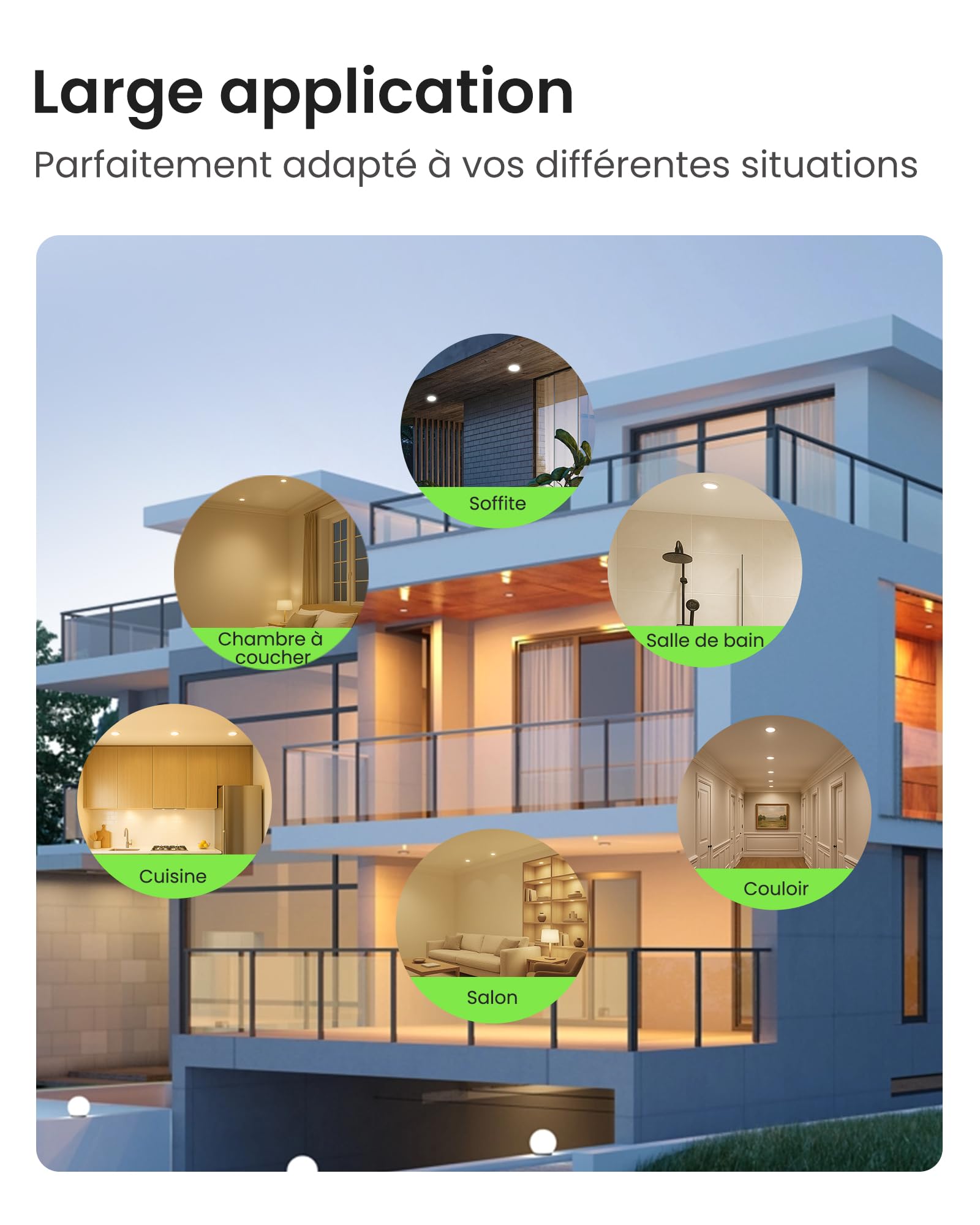 ALUSSO Spot LED Encastrable Extra Plat, 5W 440LM Dimmable IP44 LED Spot Etanche Salle de bain, 3CCT Blanc Chaud 3000K Blanc Neutre 4000K Blanc Froid 6500K, Trou Φ68-78mm, Lot de 10