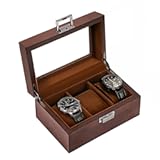 ProCase Wooden Watch Box for Men&comma; 3 Slot Watch Display Case with Glass Lid - Espresso