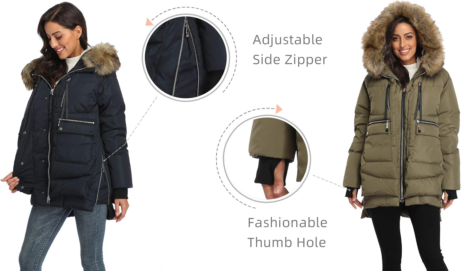 Women's Winter Thickened Down Jackets Long Down Coats Warm Parka with Hood - Image 4