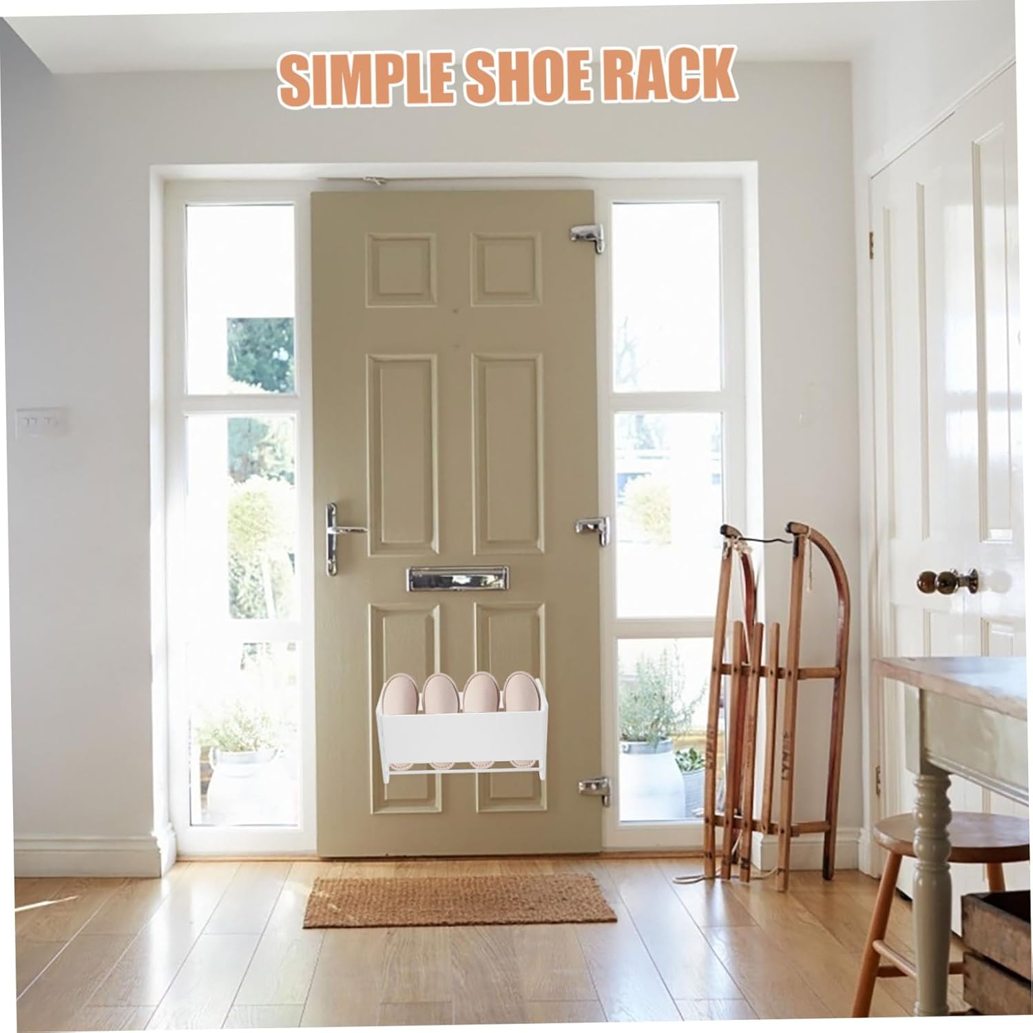 GLEAVI 2pcs Shoe Rack for Entryway and Bathroom Space-saving Back Door Organizer Easy Install Narrow Shoe Storage Shelf for Slippers and Items