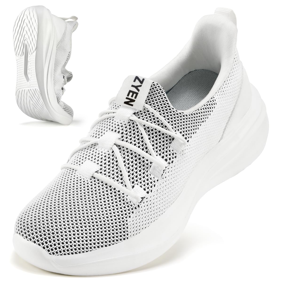 ZYEN Scarpe da ginnastica da donna, antiscivolo, leggere, traspiranti, per il tempo libero, per camminare, comode, adatte per jogging, passeggiate, fitness, attività all'aria aperta, grigio/bianco, 37