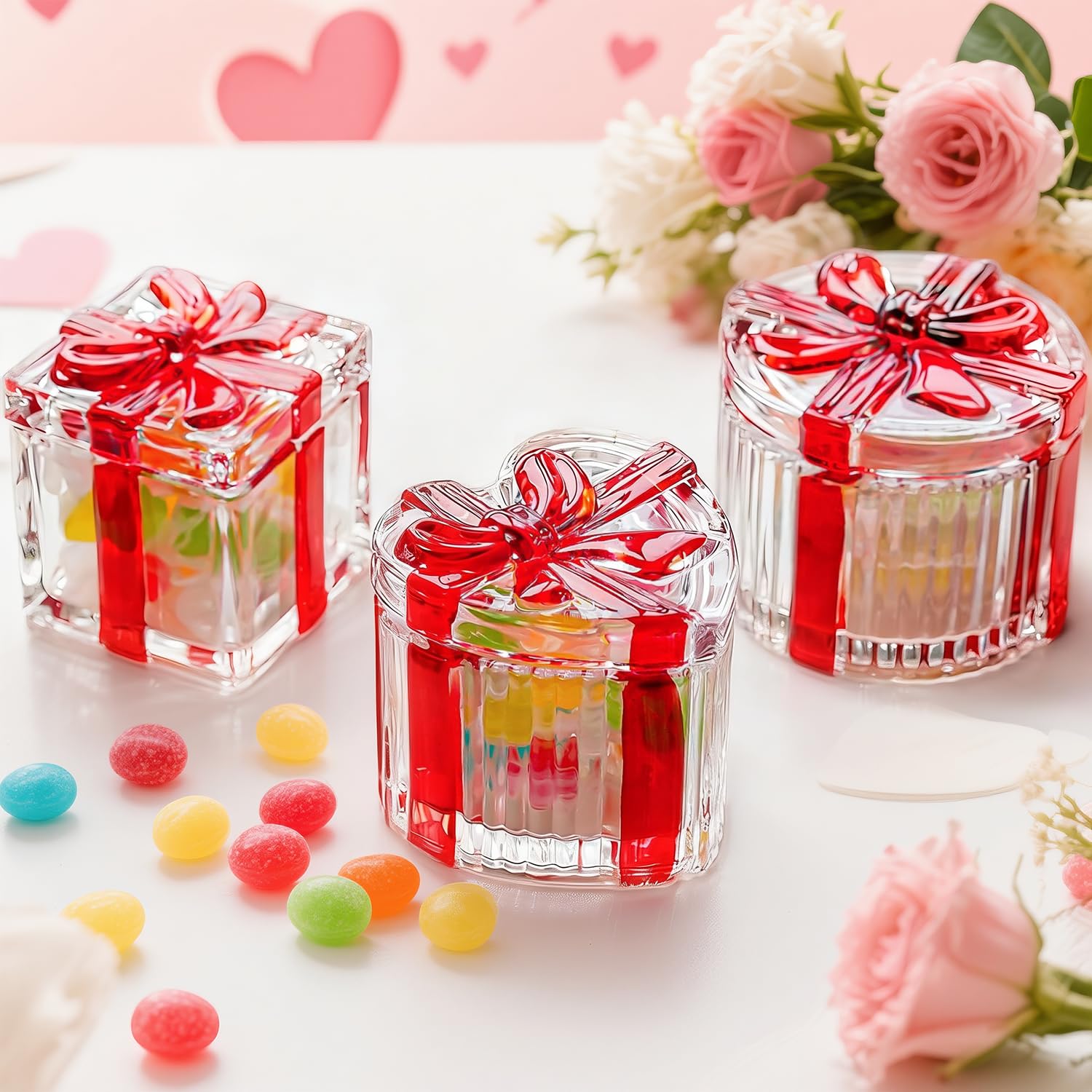 Amazon.com | kanpura Red Glass Candy Jar Crystal Candy Dish with