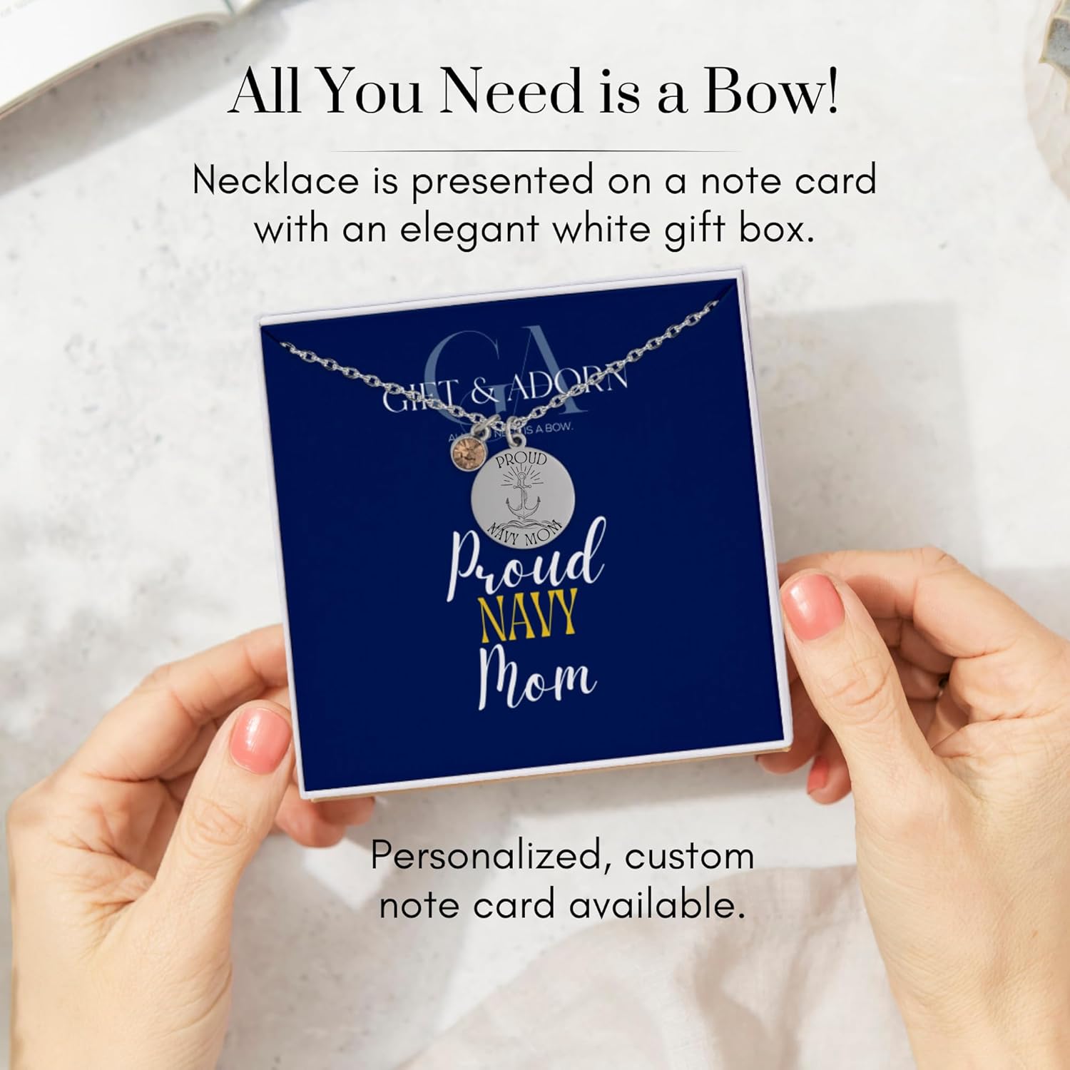 Proud Navy Mom Deployment Deployed Sailor Long Distance Necklace 925 silver 18K Carat Gold Plated Necklace for Mother's Day, Birthday, Christmas - Image 7