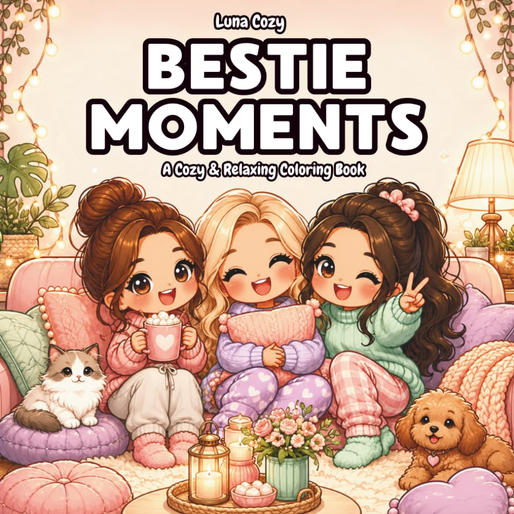 Bestie Moments Coloring Book: A Cozy and Relaxing Coloring Book for Adults and Teens with Cute Best Friend Scenes, Girly Hangouts, and Feel-Good Moments