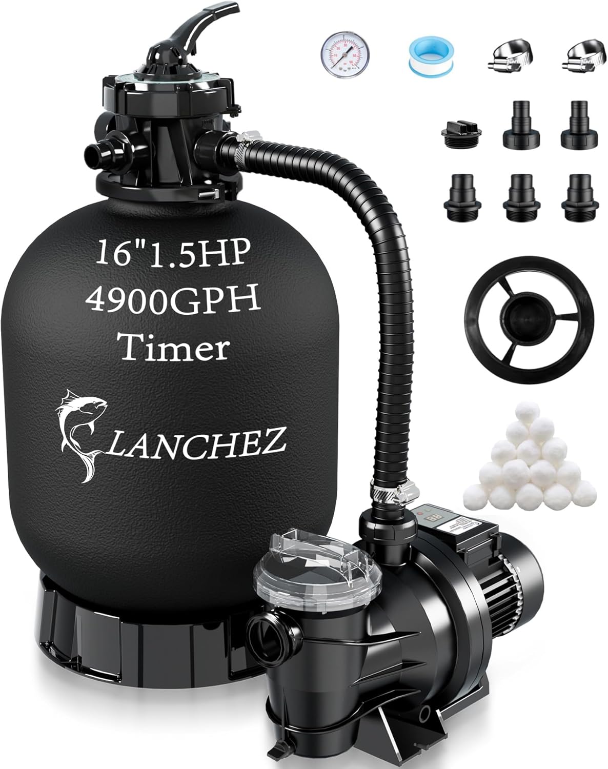 Lanchez 1.5HP Sand Filter Pump for Clear Pools