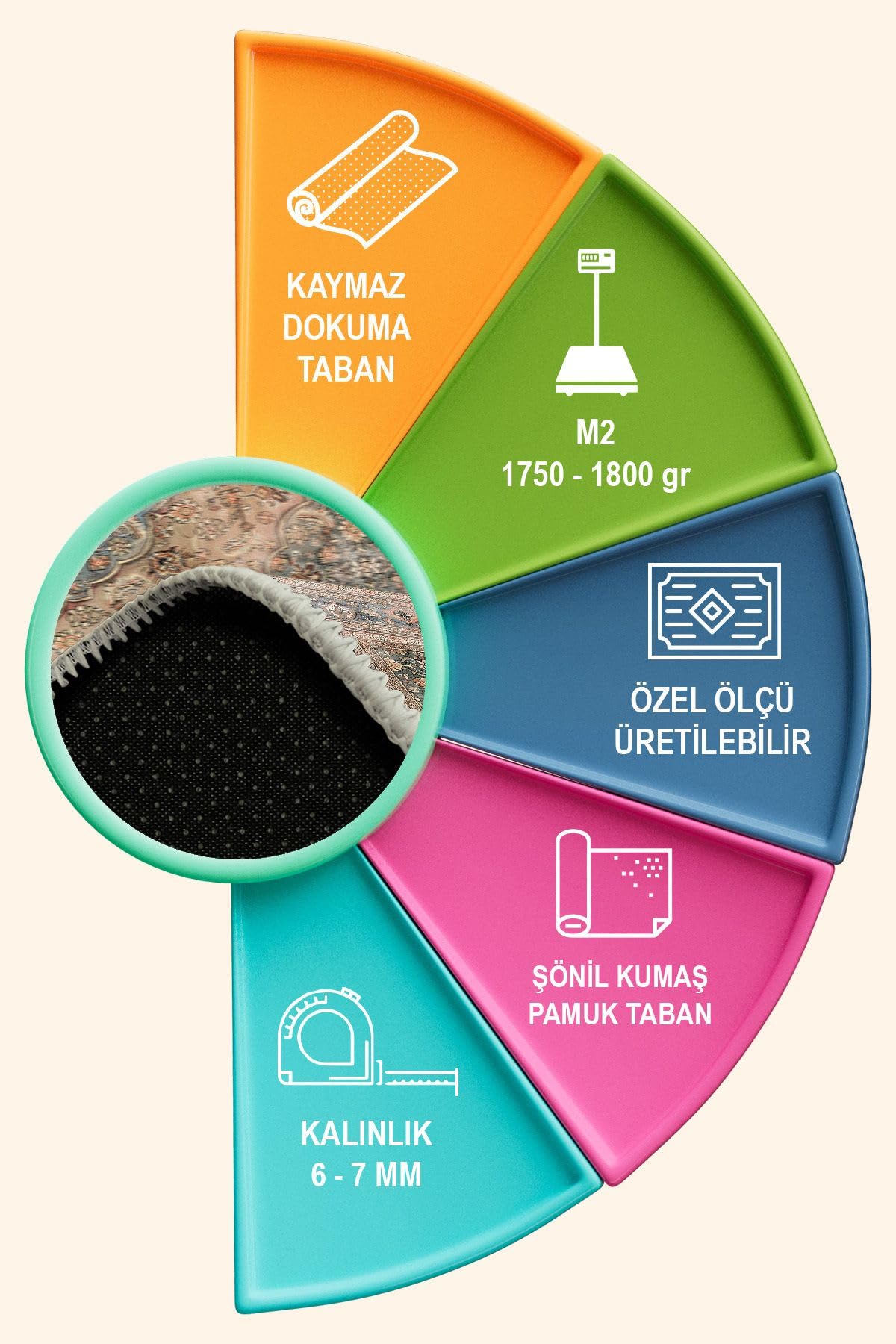 Depoba Enolas Vintage Şönil Kaymaz Doğal Pamuk Tabanlı Yıkanabilir Antibakteriyel Çevre Dostu Salon Halısı 120x180