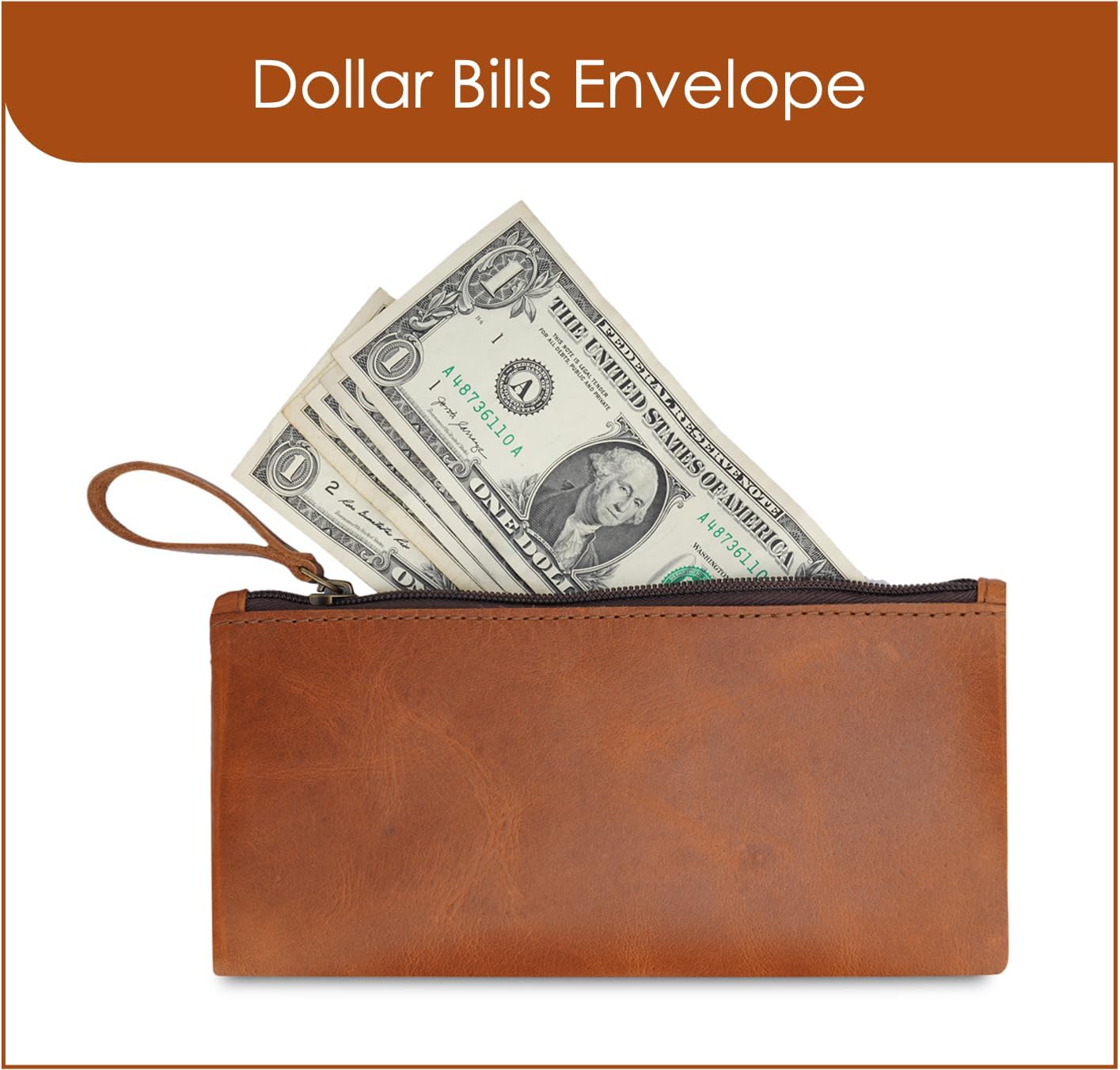 Leather Pencil Pouch, Currency Pouch, Leather Pencil Case, Zippered Pouch Paper Money, Pen Case, Pen and Marker Case, Pencil Case For Artists & Professionals (Tan)