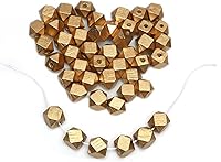 Vista 23 de Cuentas geométricas de madera dorada de 0.787 in con agujero de 0.157 in, cuentas espaciadoras redondas de madera para guirnalda de granja