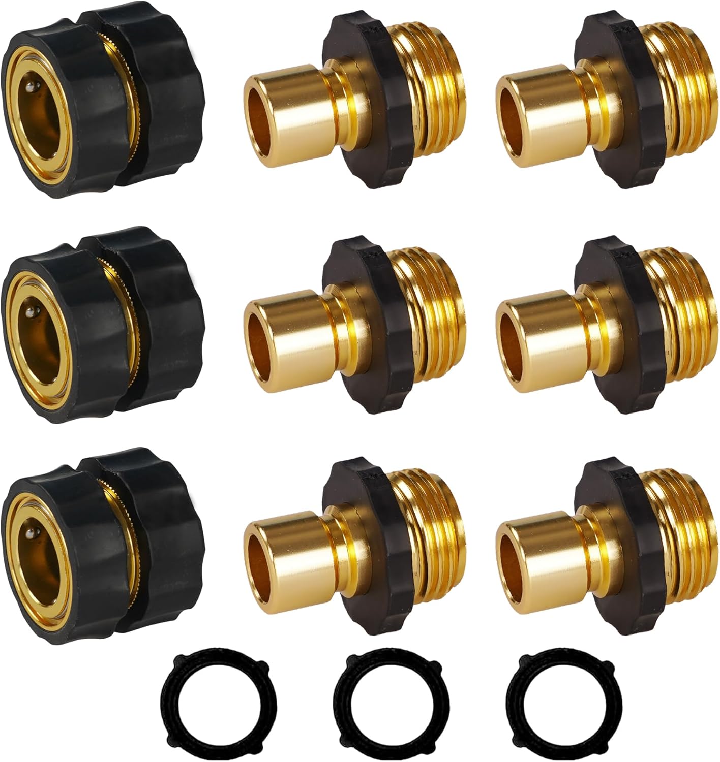 LIULO TOOL 3/4 Inch Garden Hose Quick Connect, Aluminum Garden Hose Fittings, Male and Female Water Quick Release Connector (6Pack)