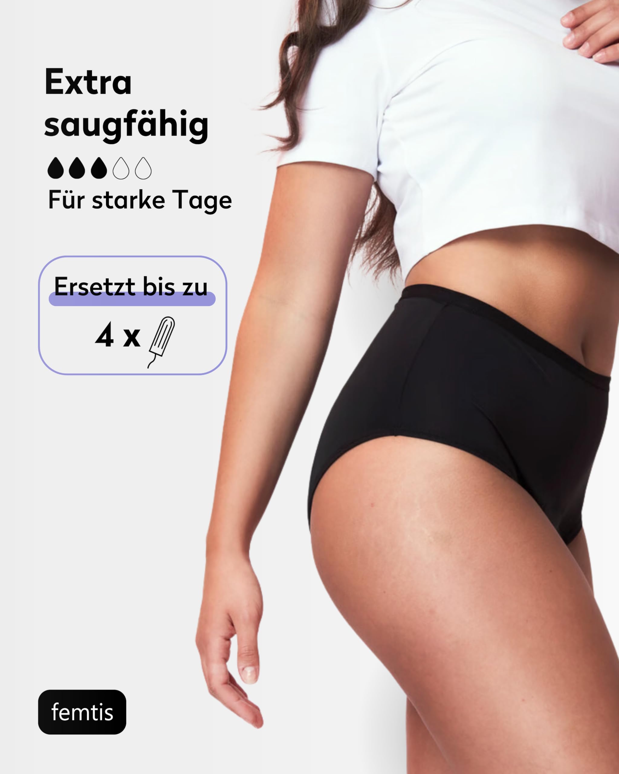 femtis Perioden Unterwäsche JULE | Ersetzt etwa 3 Tampons | Saugstarke Menstruationsunterwäsche für sehr starke Blutung | Periodenunterwäsche für Frauen & Mädchen | Alternative zu Menstruationstassen