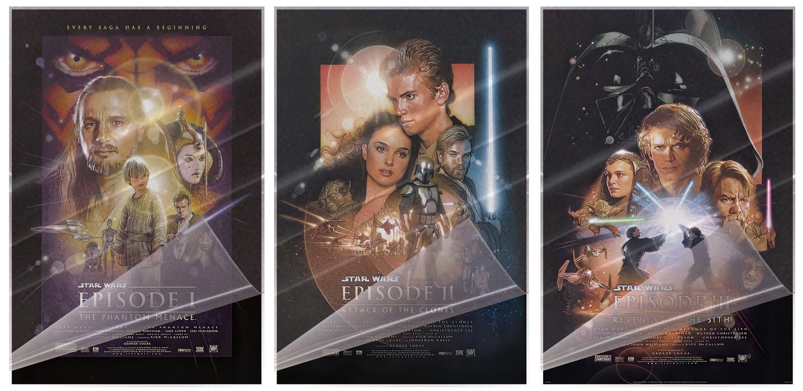 Star Wars: Episode I, II & III - 3 Piece Movie Poster Set (Reguar Styles) (Size 24" x 36" each) (Laminated Posters)