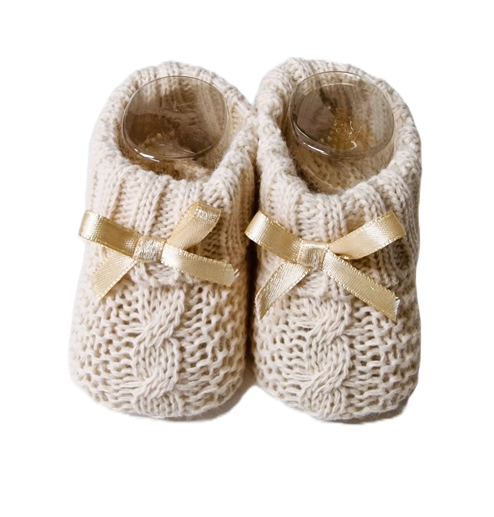 Baby Boys Girls 1 Pair Knitted Booties Soft Newborn Knitted Booties With Bow 116-354 - 3