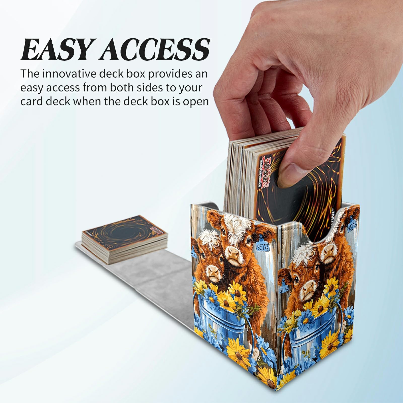 Amazon.com: BFDHGQZC Cute Baby Highland Cows Card Commander Deck Box for  Trading Cards Storage Box with Strong Magnet Magic Premium Gathering Deck  Box Cover for TCG CCG Magic Card : Toys &