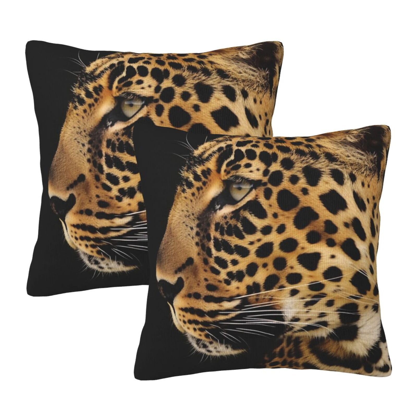WPUTY Leopard Animal print Printed Furry Cushion Covers (Set of 2), 55x55 CM Throw Pillow Case with Modern Decoration Print Pillowcases for Sofa Bed Office Decor