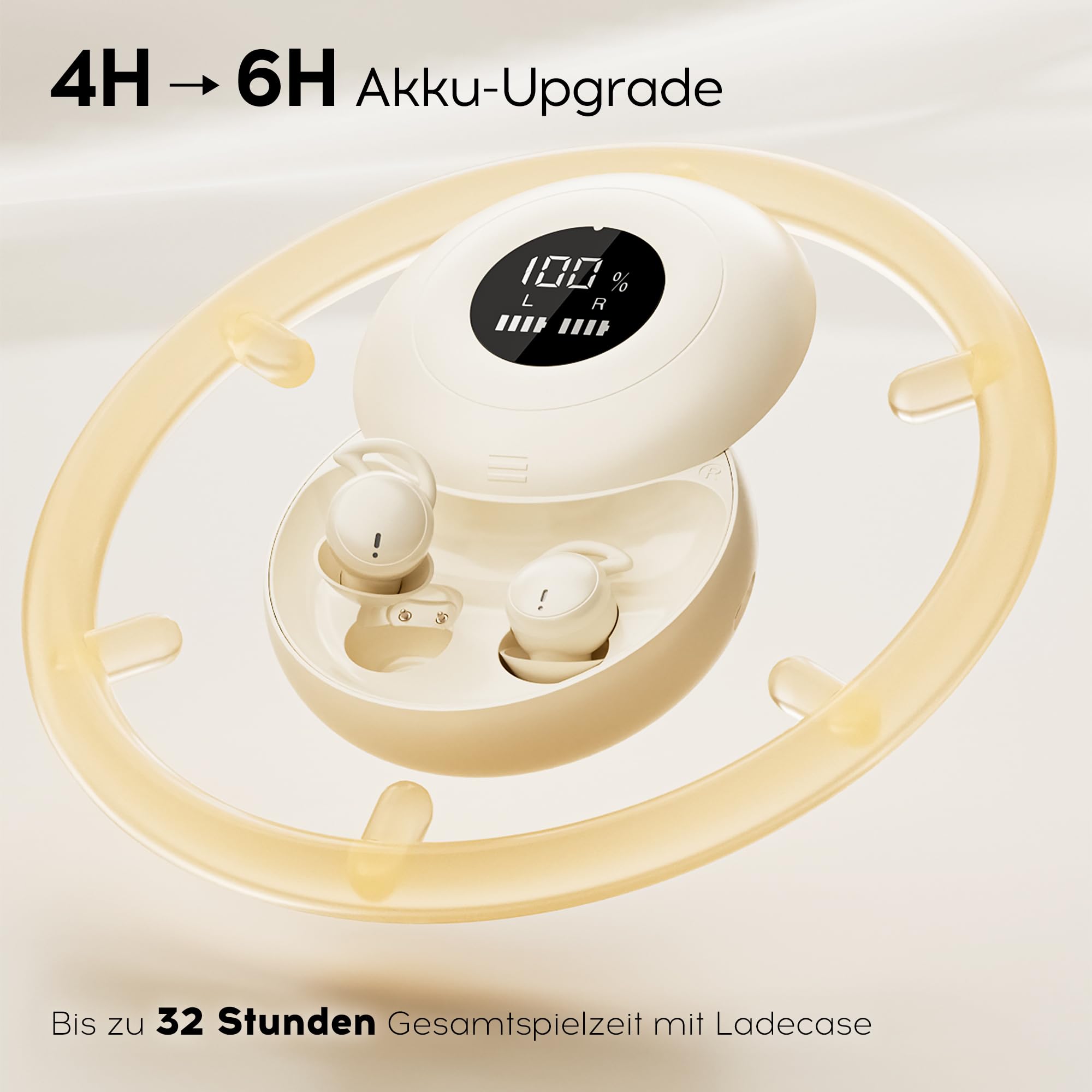 Schlafkopfhörer Bluetooth 6.0, Schlafkopfhörer Seitenschläfer, Mini Kopfhörer zum Schlafen mit Noise Cancelling, Weiche Flüssigsilikon Ohrhörer mit Langer Akkulaufzeit für Schlaf, Reisen