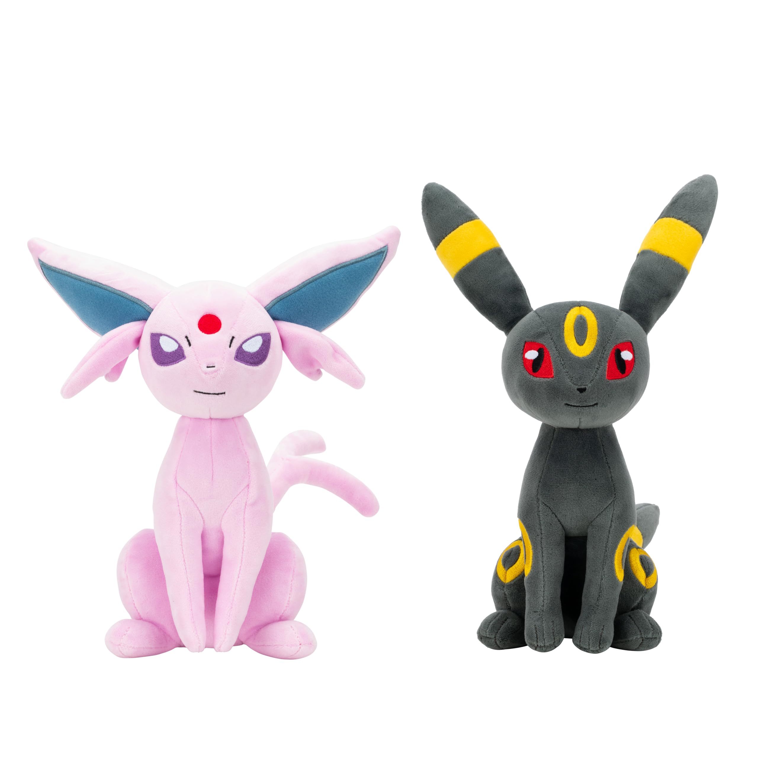Pokemon 8" Espeon & Umbreon Plush 2-Pack - Officially Licensed - Eevee Evolution Figures - Authentic Soft Stuffed Animal Toy - Gift for Kids, Boys, Girls - 2+