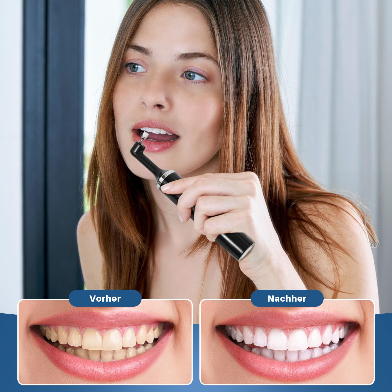Morfone Set di sbiancamento dei denti, lucidatrice dentale con 5 modalità e 5 teste, set sbiancante per la pulizia dei denti, lucidatura, illuminante, luce LED USB-C IPX6 impermeabile