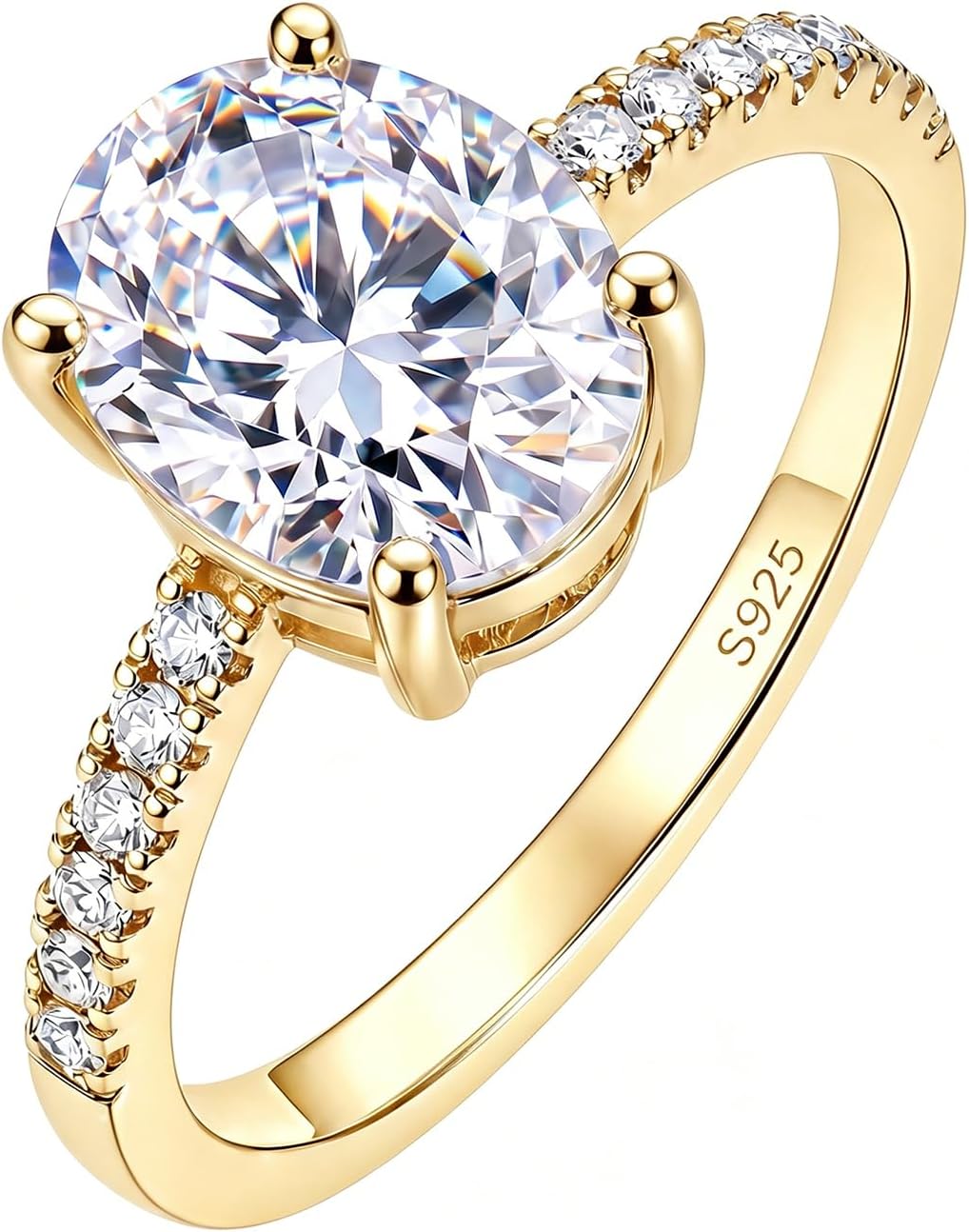TenKa 1/2/3/4/5CT Engagement Rings for Women, 925 Sterling Silver Oval Cut Solitaire Cubic Zirconia CZ Wedding Bands, Travel Promise Rings for Her Size 4-11
