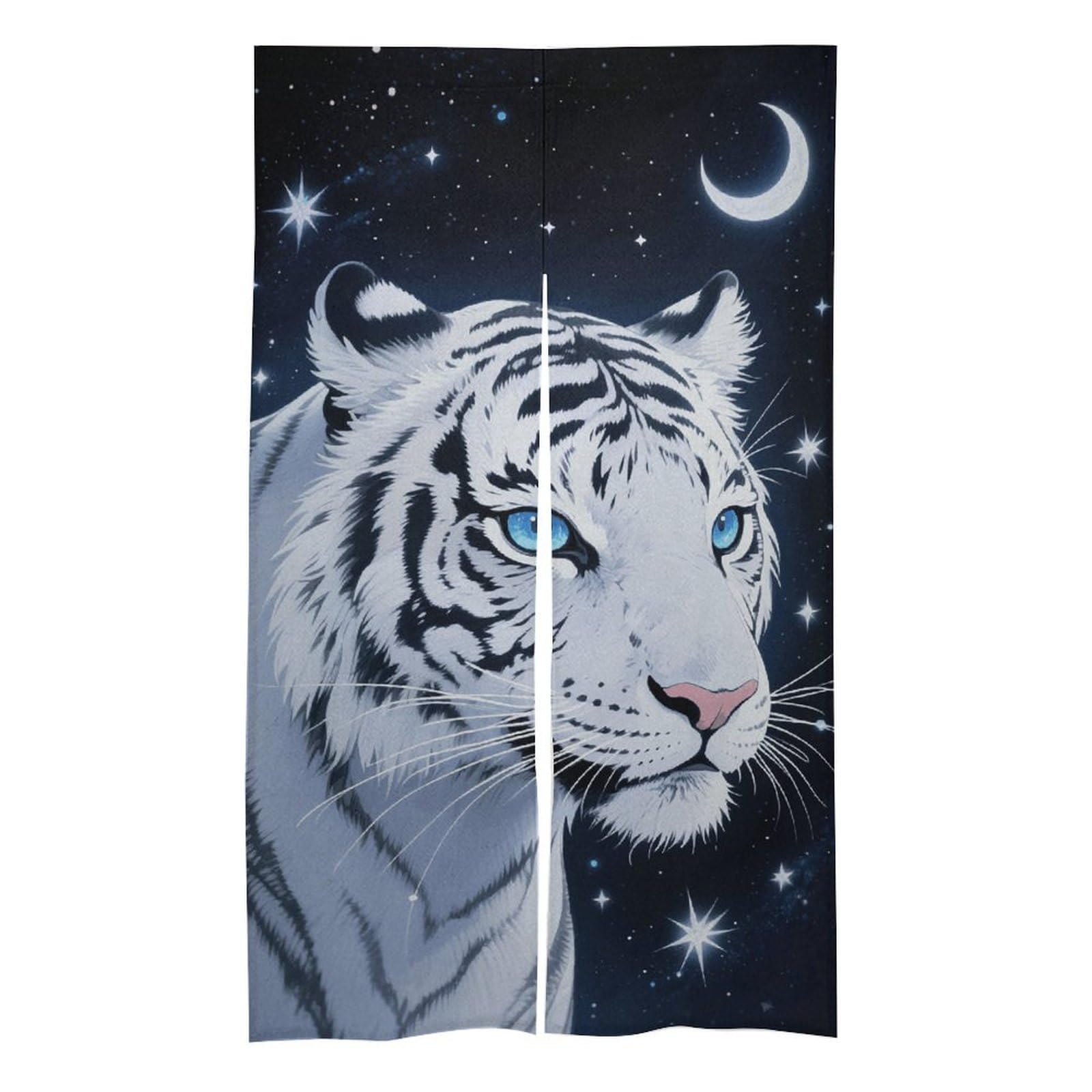 VstaDank Tiger and Moon Noren Doorway Curtain Printed Window Treatment Door Tapestry Chinese Traditional Doorway Curtain Long Type Door Tapestry for Home Decoration