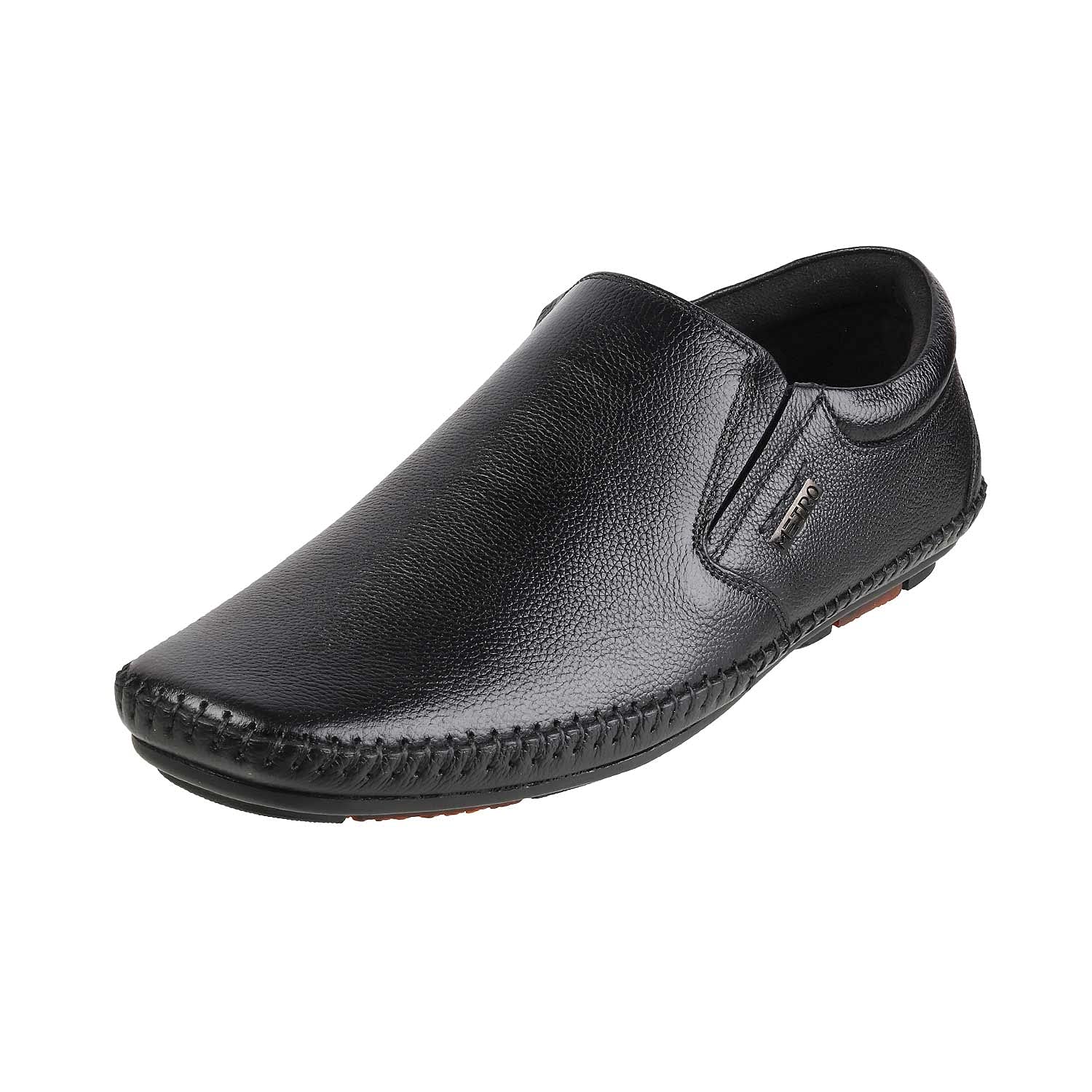 Metro Mens Leather Black Mocassin (Size (7 UK (41 EU)) (B09H7R7Z2G) Amazon Price History, Amazon Price Tracker
