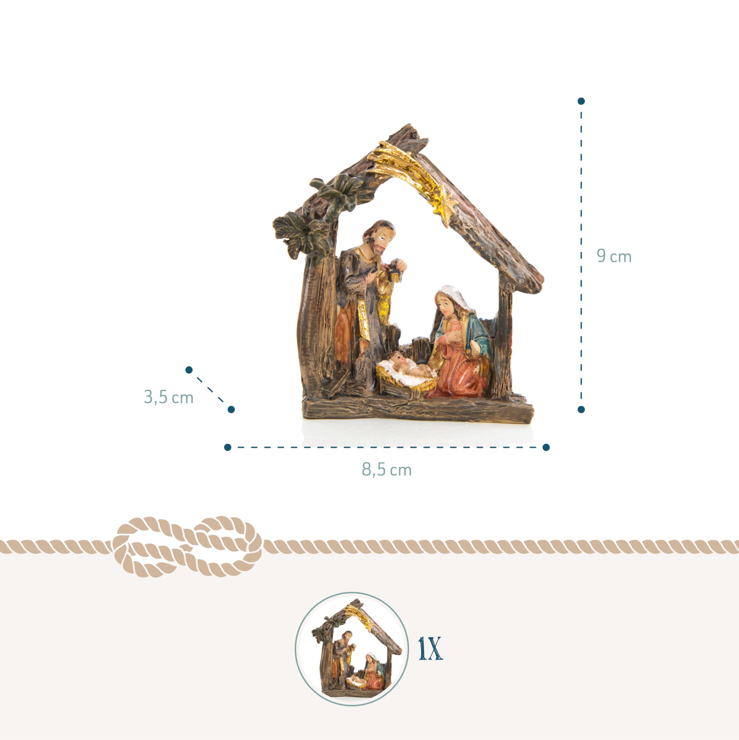 Crèche De Noël En Polyrésine – Figurines Marie, Joseph, Jésus – Décoration De Table 19 Cm – Idée Cadeau