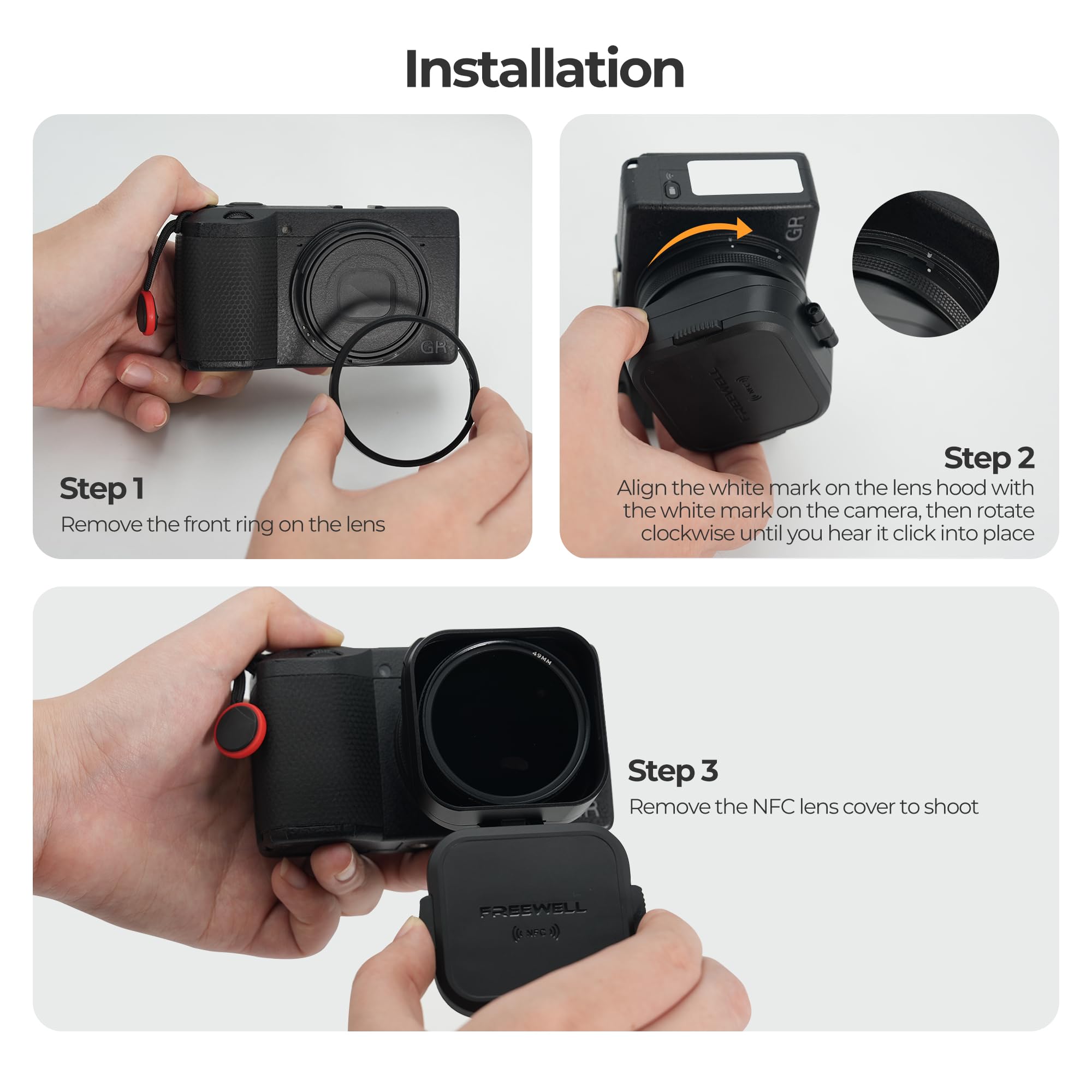 Freewell Gegenlichtblende Für Ricoh GRIII - Mit CPL & Nebelfilter, Klappbares Design