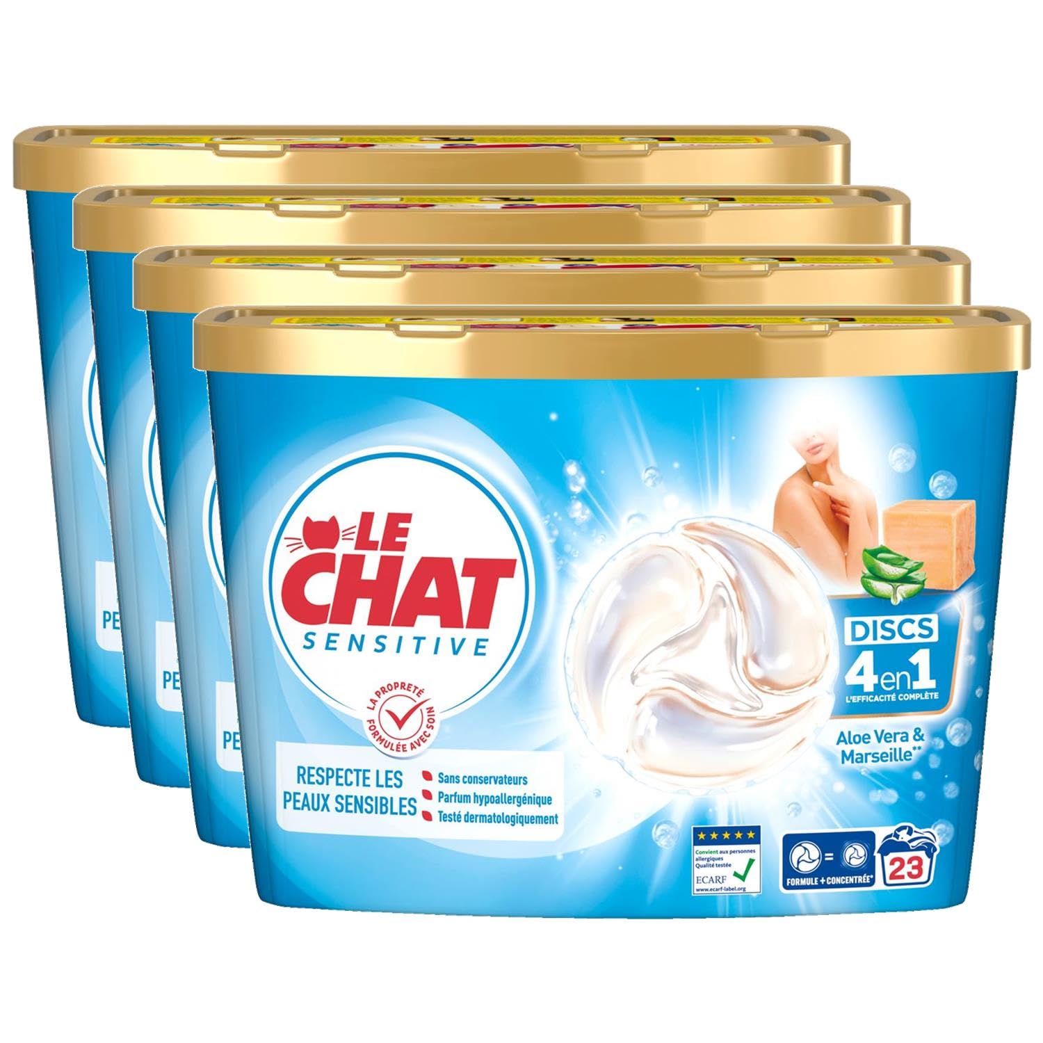 Discs 4en1 LE CHAT Sensitive au savon de marseille pour le linge des peaux fragiles - 11